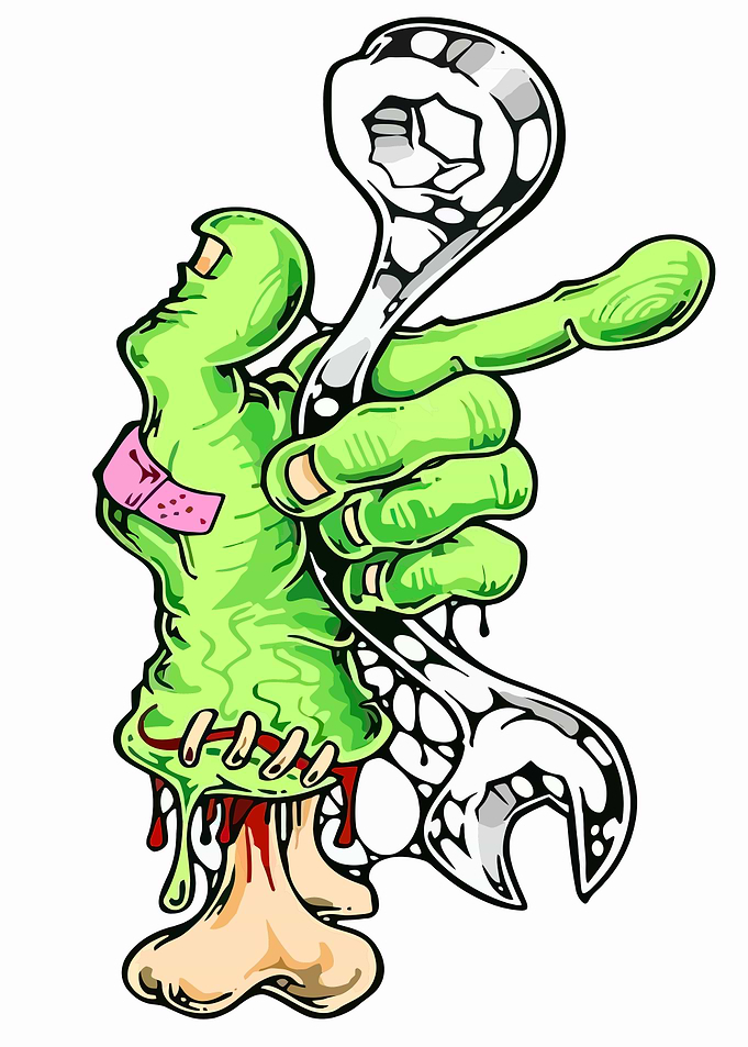 Zombie Hand Holding Wrenches