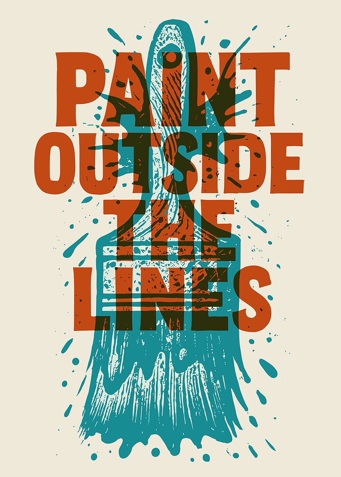 Paint Outside the Lines Vintage Distressed Typography Wall Art Poster