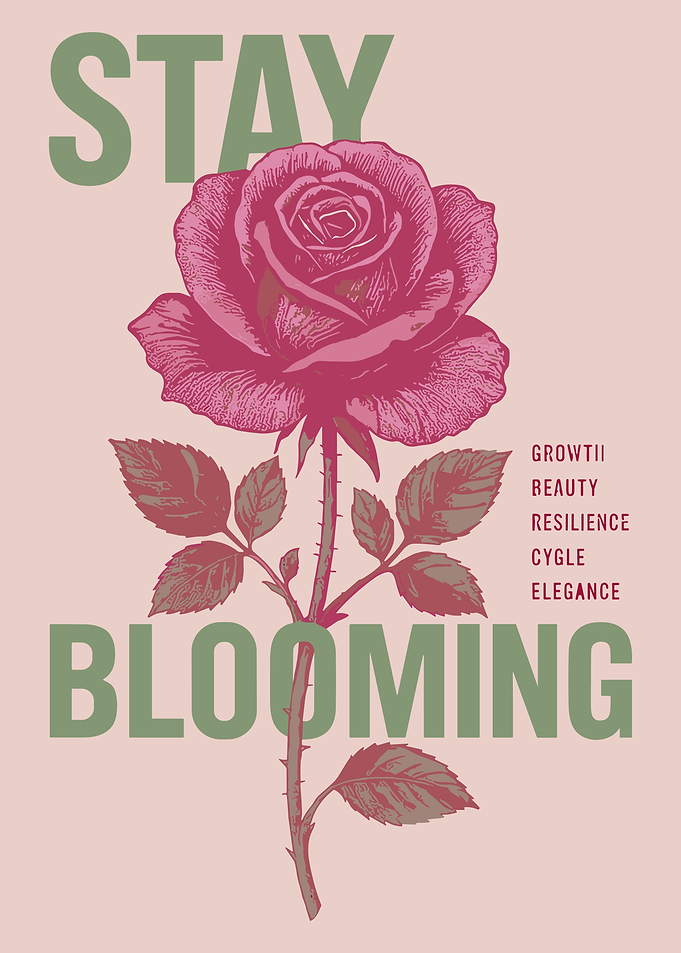 Stay Blooming Vintage Rose Poster Botanical Floral Wall Art Print
