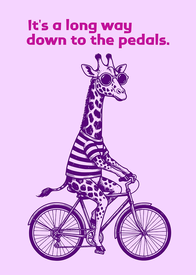 Giraffe riding a bicycle