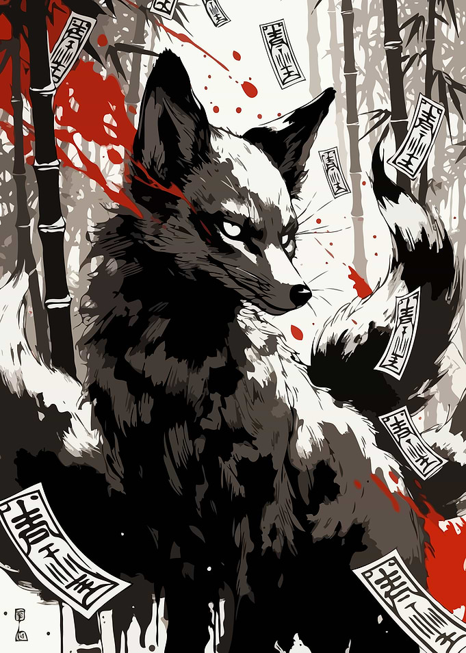 Mystical Fox with Talismans Art