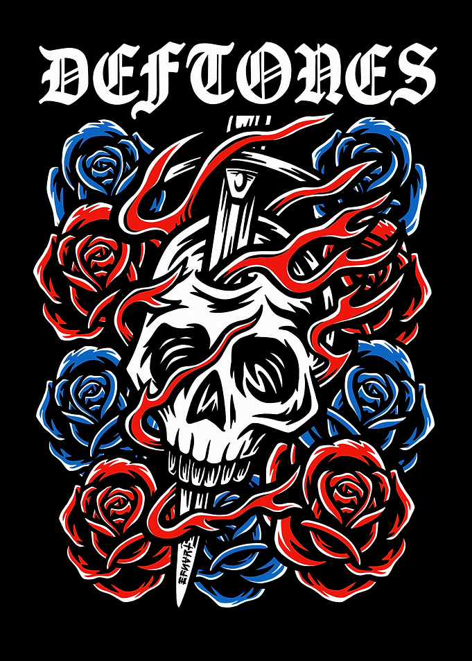 Deftones Skull and Roses Artwork