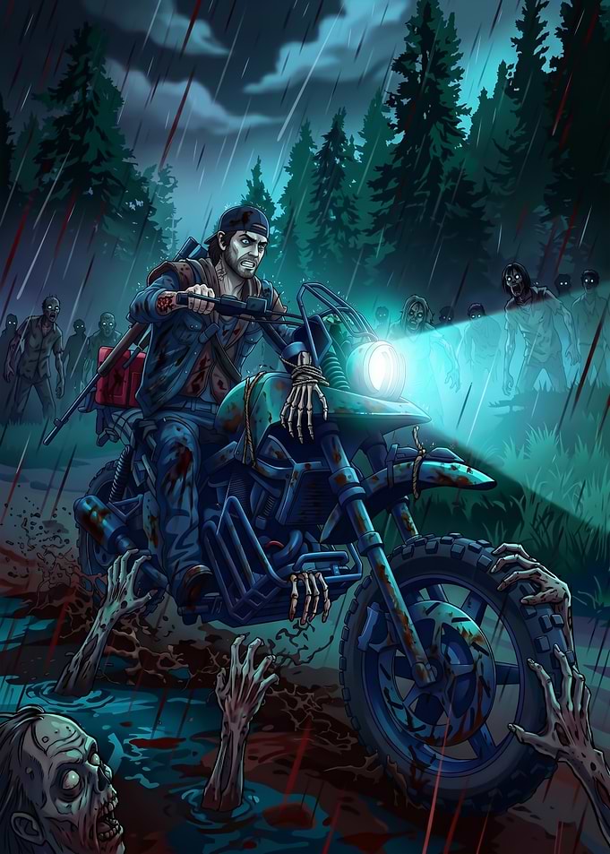 Man Fights agains Zombies in Rain