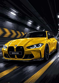 Yellow BMW M4 in Tunnel