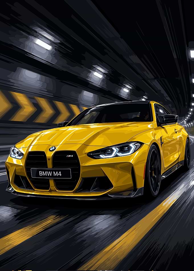Yellow BMW M4 in Tunnel