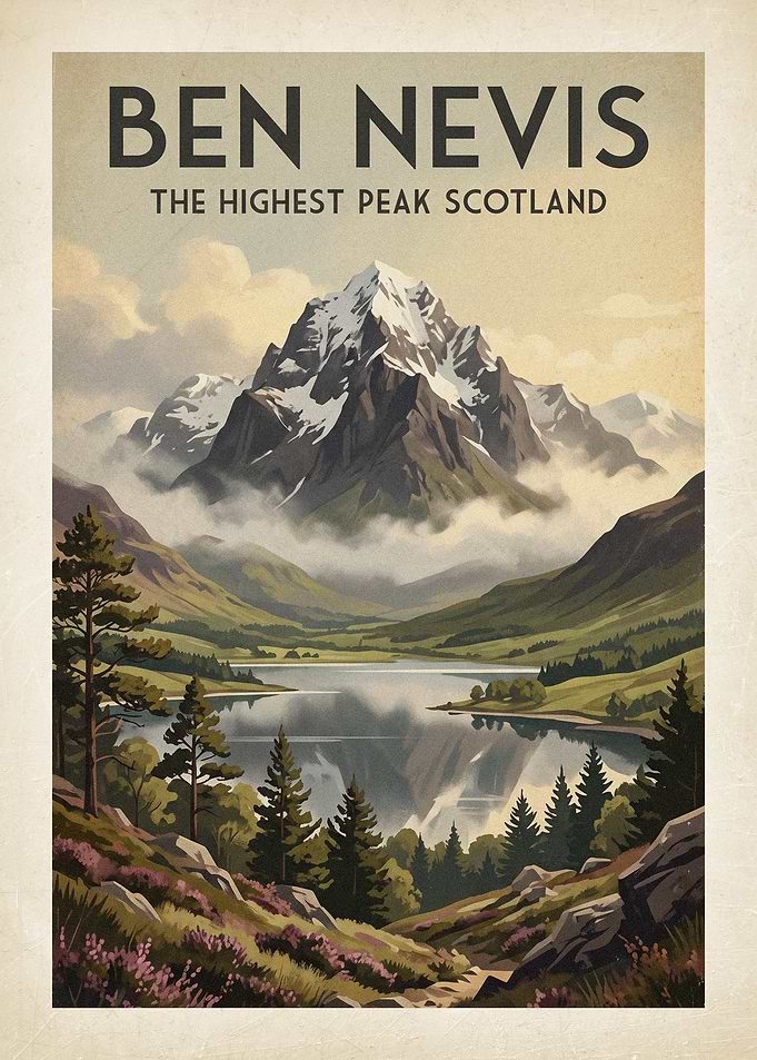 Ben Nevis Vintage Travel Poster