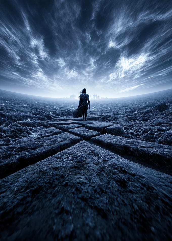 Lucifer in Desolate Landscape