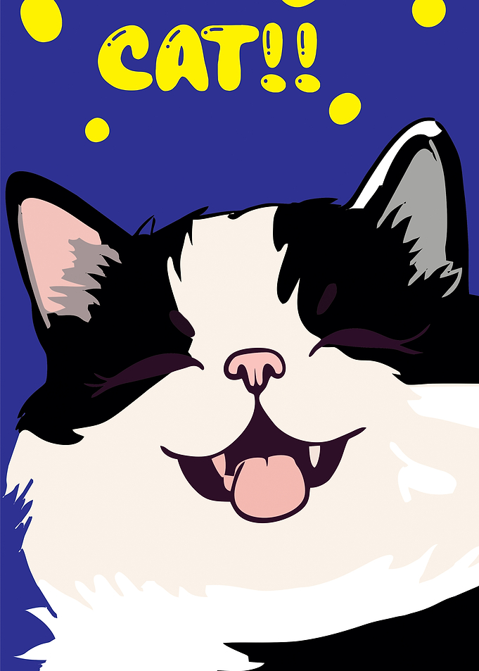 Happy Cat with Text