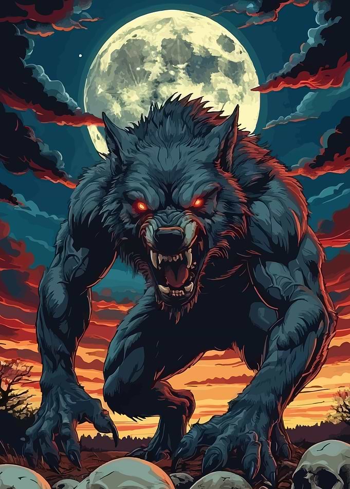 Werewolf under the full moon
