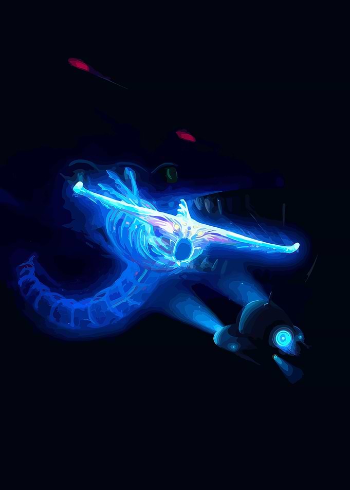 Bioluminescent Creature with Laser