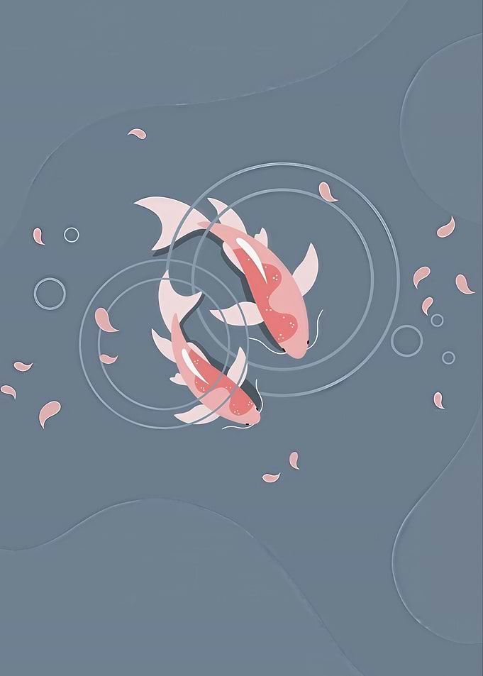 Two Koi Fish Swimming in Water