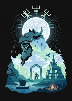 Viking Wolf Warrior Landscape