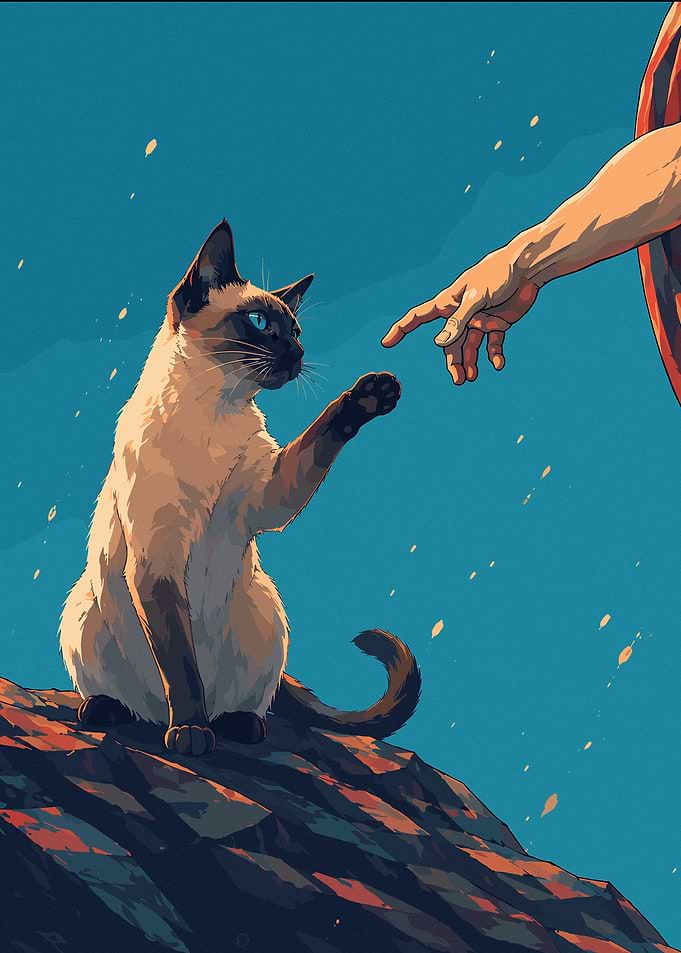 The Creation of Catkind | Siamese Cat Anime Art
