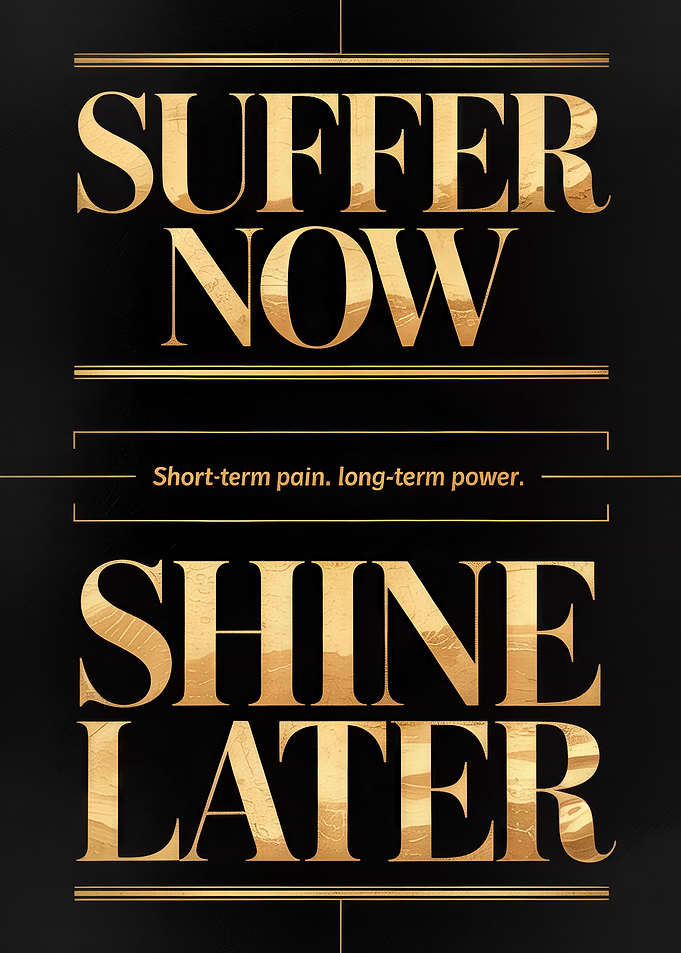 Suffer Now Shine Later Motivational Text