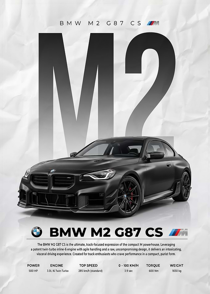 sleek black bmw m2 g87 car Poster