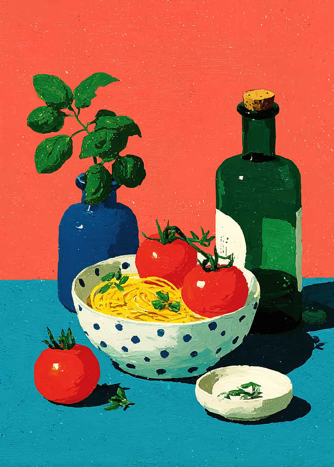 Still Life with Pasta and Tomatoes