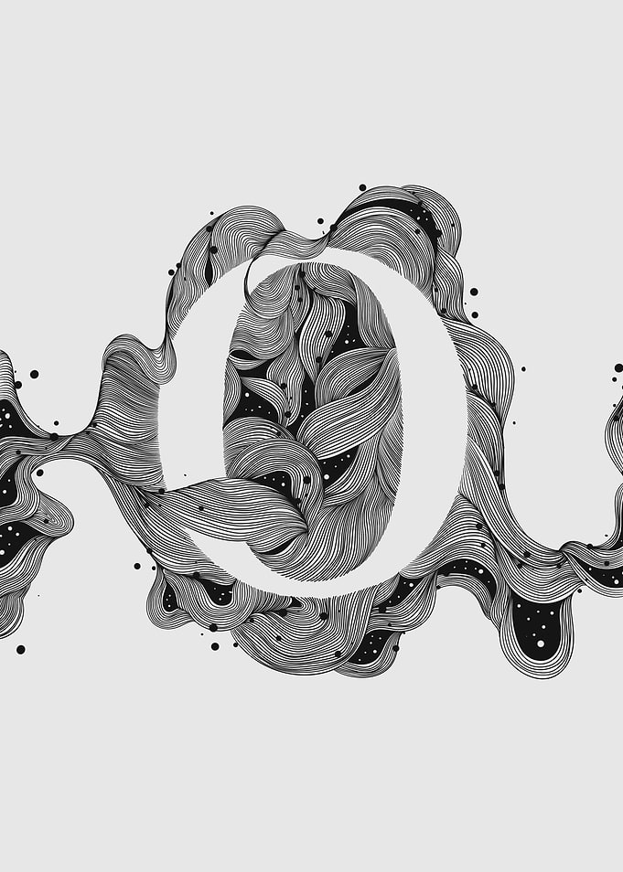 Abstract Letter O with Organic Lines