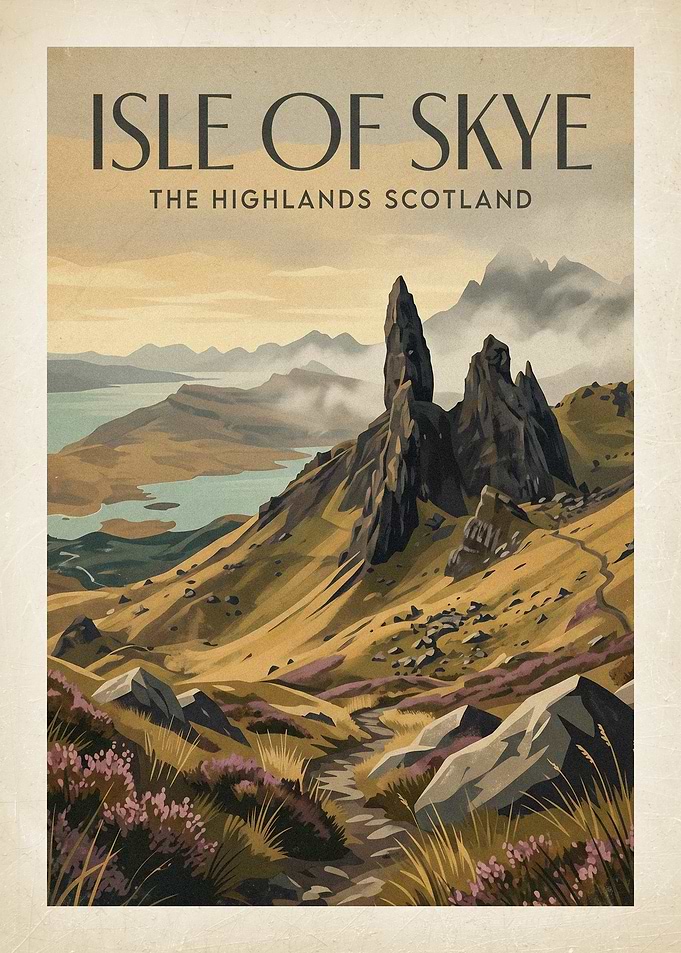 Isle of Skye Vintage Travel Poster