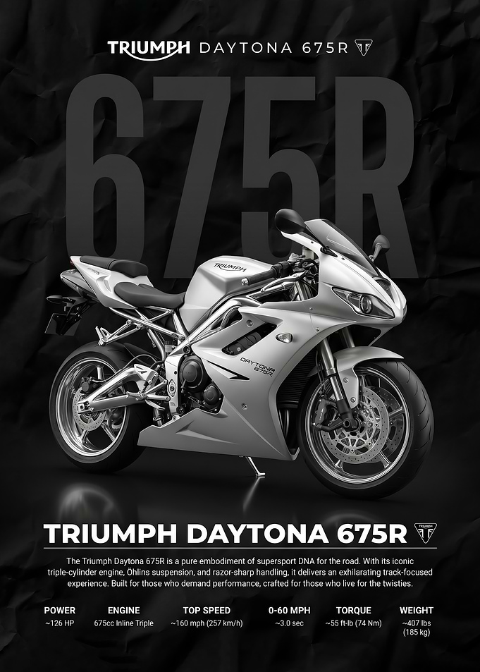 A sleek Triumph Daytona 675R Motorcycle poster