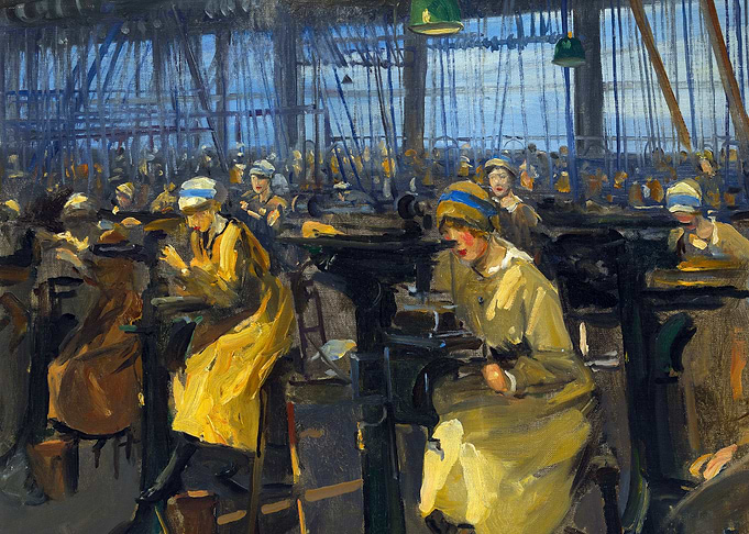 Elswick, 1917 Messrs Armstrong, Whitworth and Company by John Lavery WW1 Historical Painting