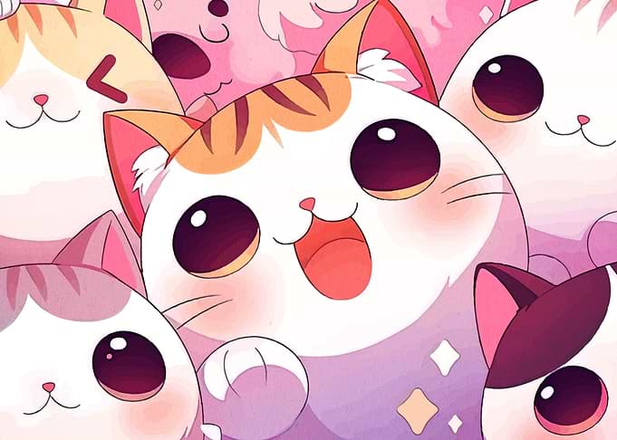 Kawaii Cats with Big Eyes