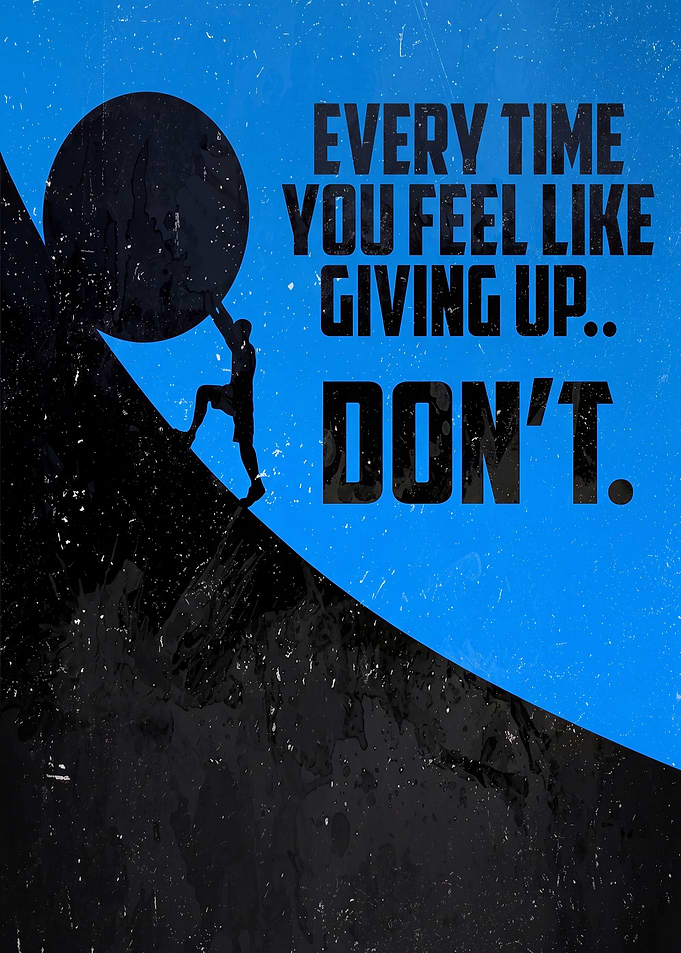 Never Give Up Motivational Quote Art