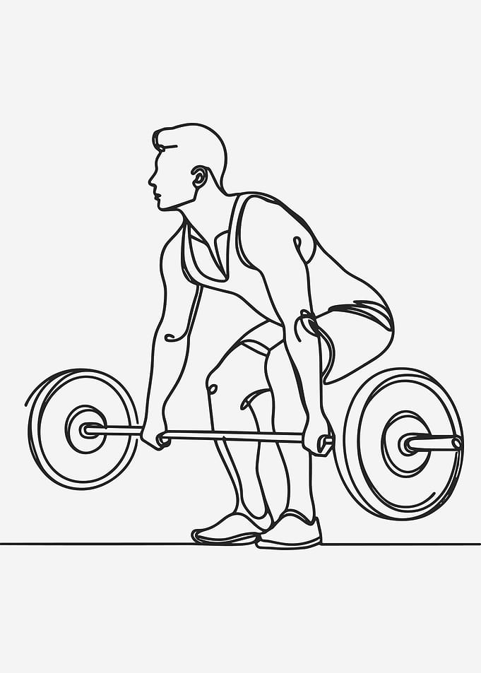 Minimalist Weightlifter Line Art Poster – Modern Gym Wall Art for Fitness Lovers