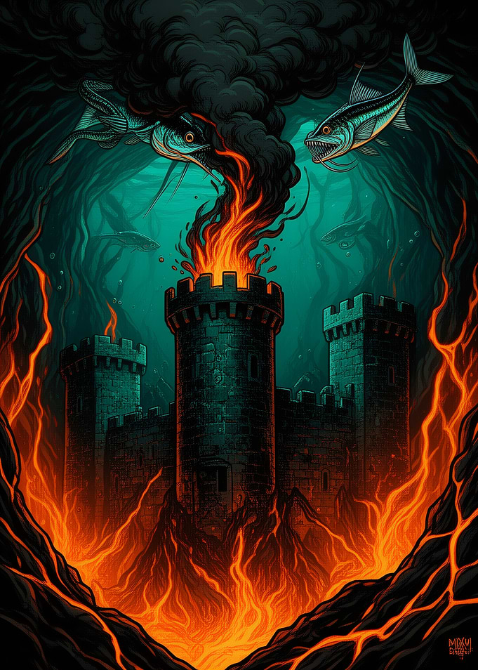 Underwater Castle Erupts in Lava and Fire