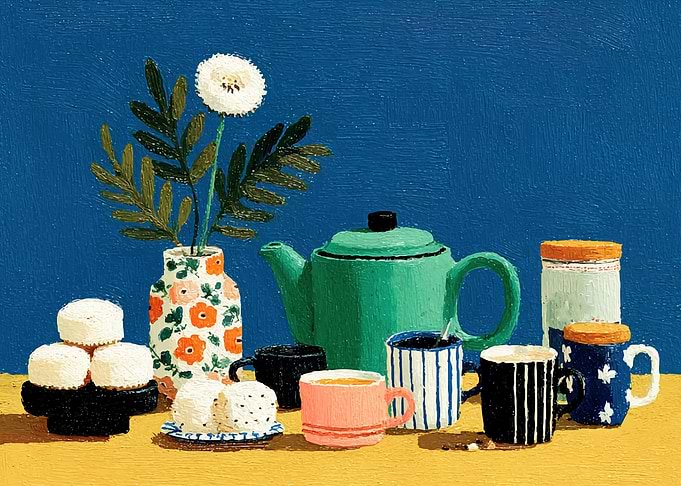 Still Life with Tea Set and Cakes