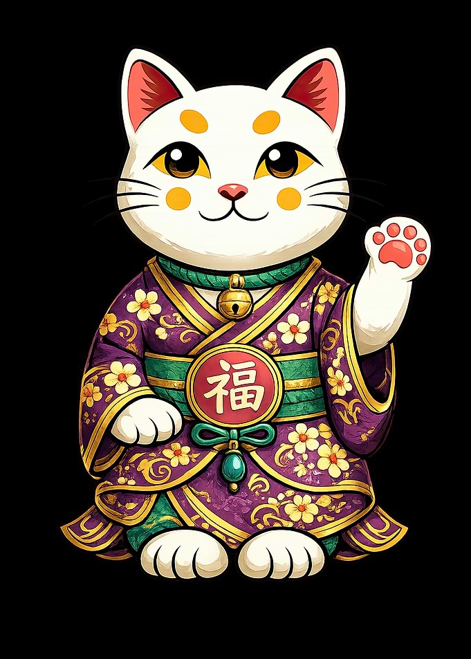 Maneki-neko Cat in Kimono
