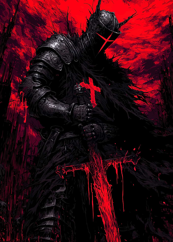 Dark Knight with Red Cross