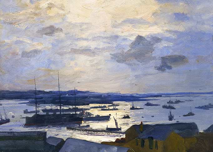 Parkeston, 1917, a Destroyer Base at Harwich by John Lavery WW1 Historical Painting