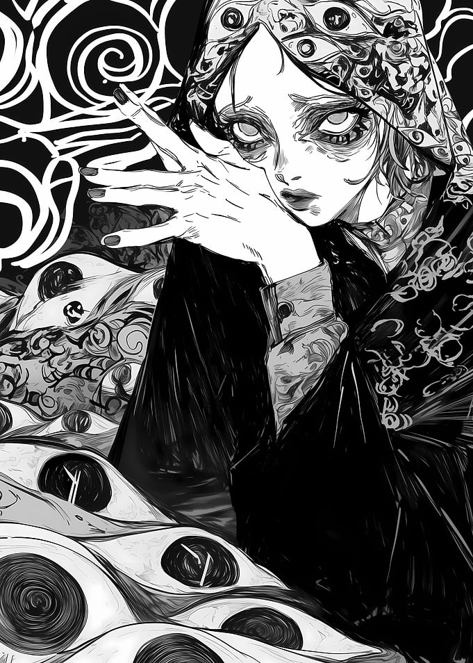Gothic Woman with Eyes Pattern