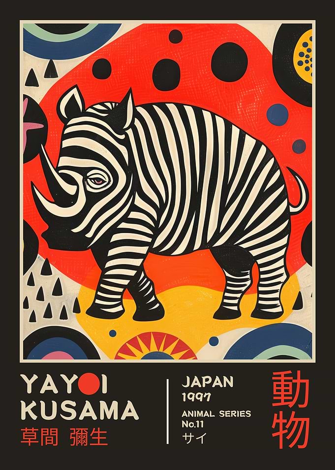 Yayoi Kusama Rhino Exhibition Poster