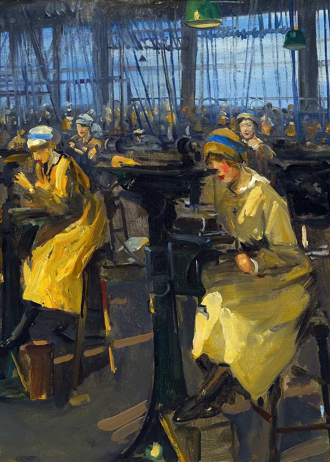 Elswick, 1917 Messrs Armstrong, Whitworth and Company by John Lavery WW1 Historical Painting