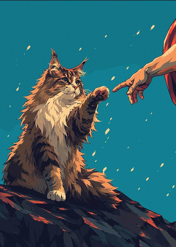 The Creation of Catkind | Norwegian Forest Cat Anime Art