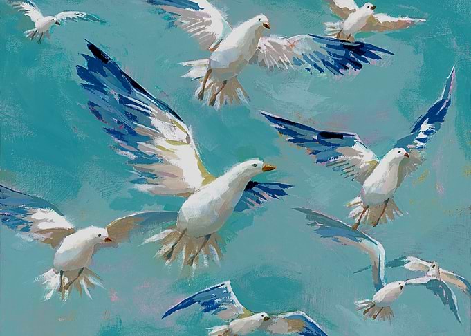 Seagulls in Flight