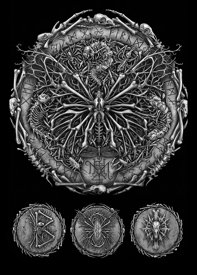 Macabre Bone and Rune Mandala