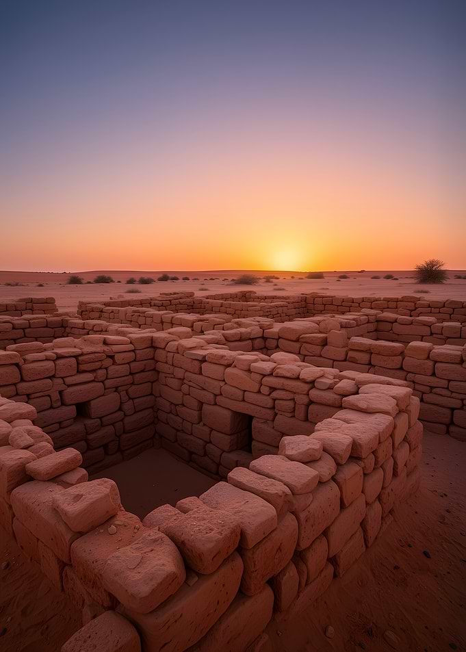 Ancient ruins at sunset