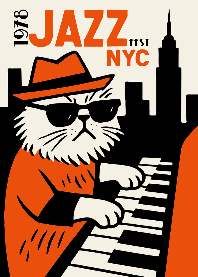Jazz Cat Playing Piano in NYC