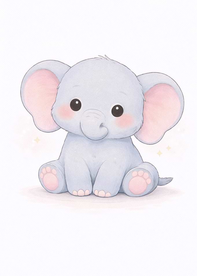 Cute Baby Elephant Sitting