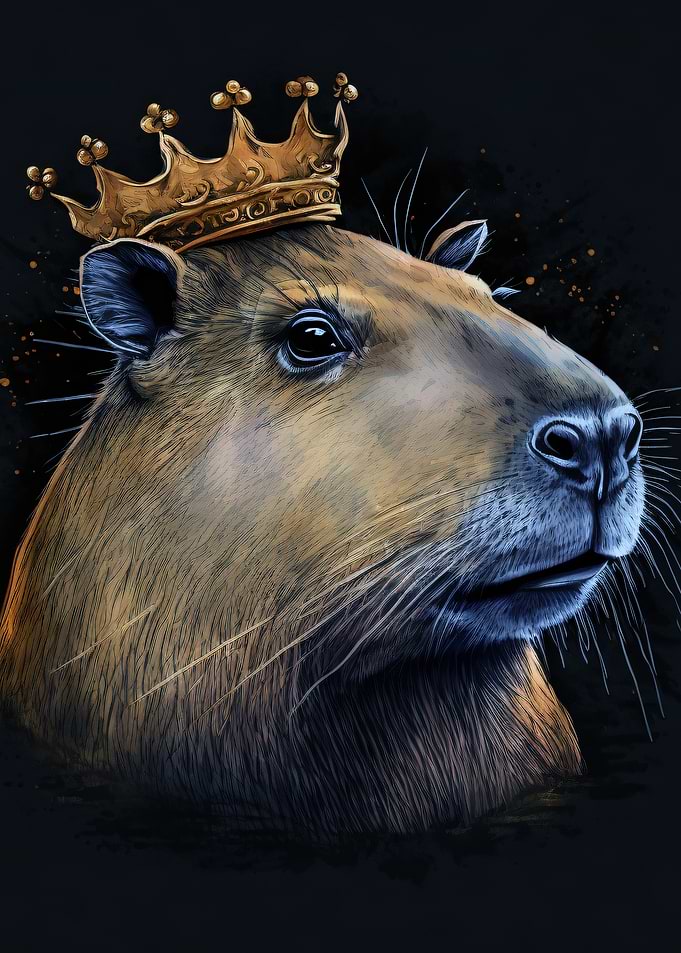 Capybara King with Golden Crown