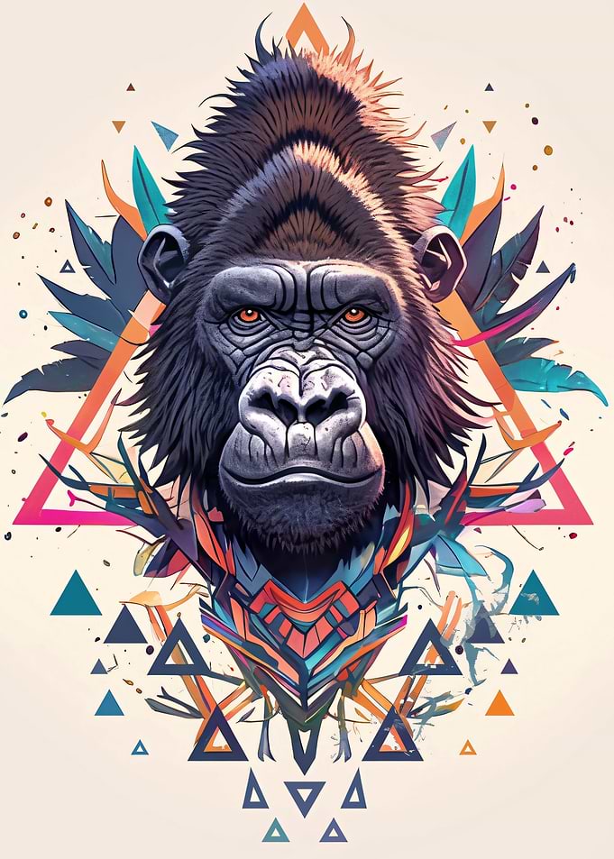 Geometric Gorilla Portrait
