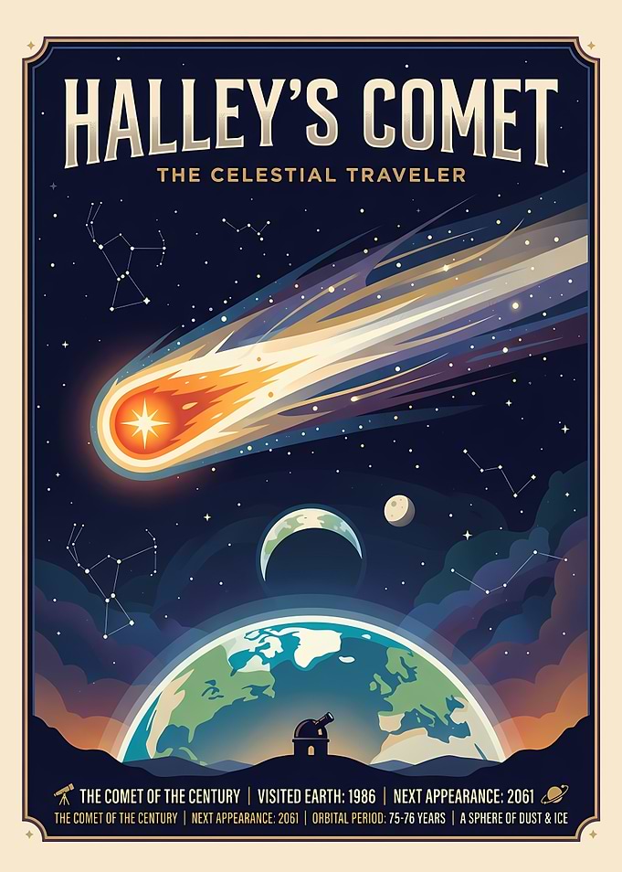 Halley's Comet Vintage Poster