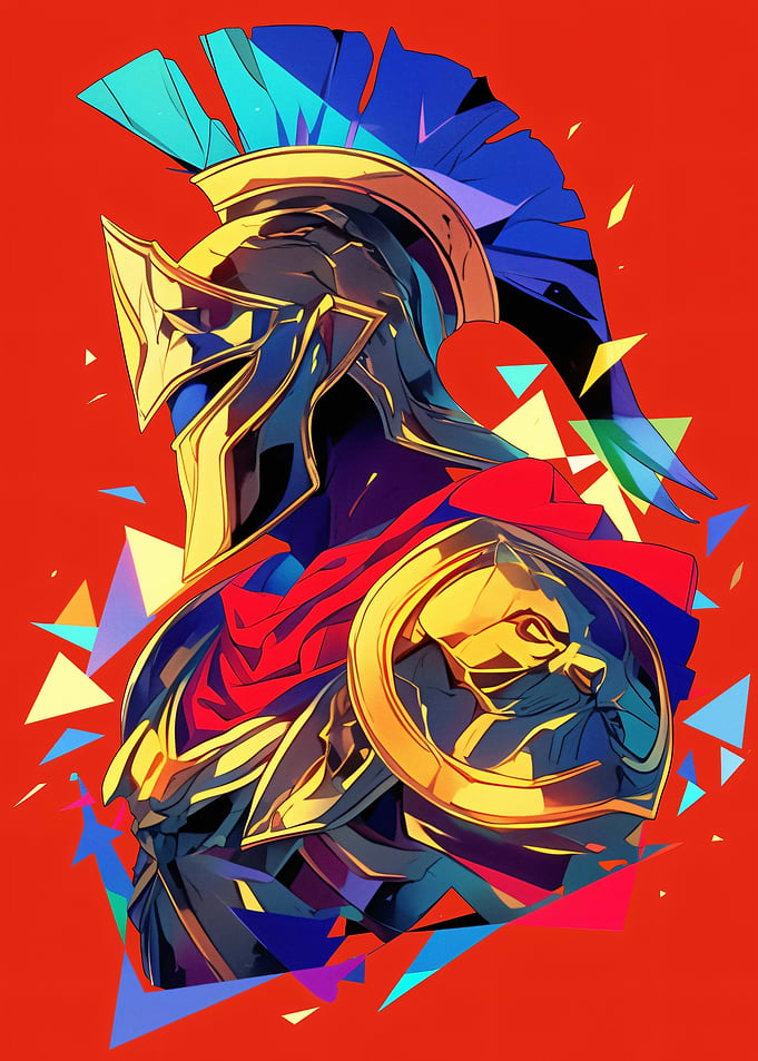 Warrior with Golden Armor and Red Cape