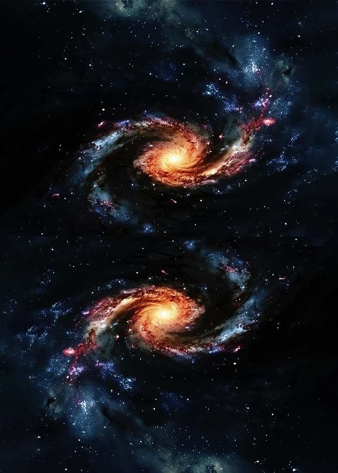 Symmetrical Spiral Galaxies in Space