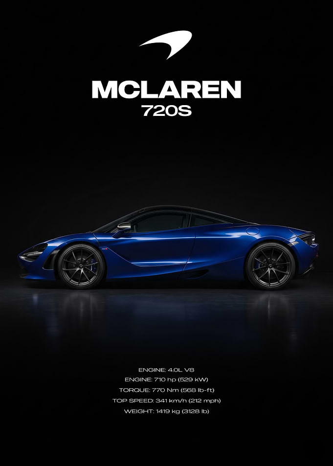 McLaren 720S Blue Sports Car