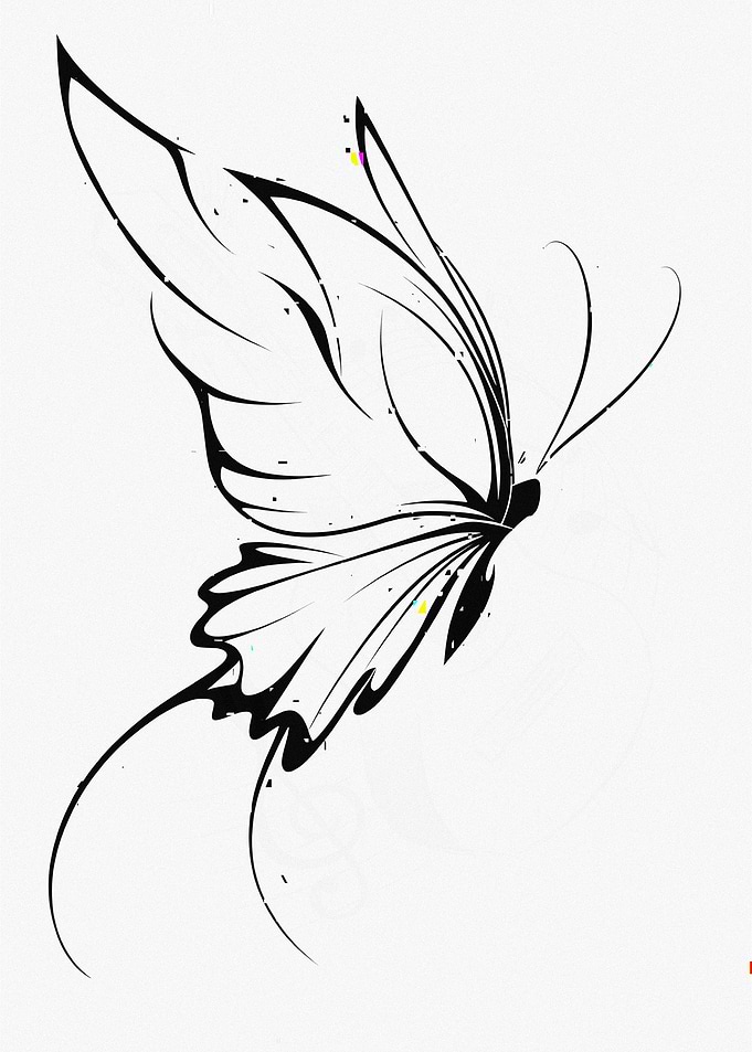 Black and White Butterfly Tattoo Design