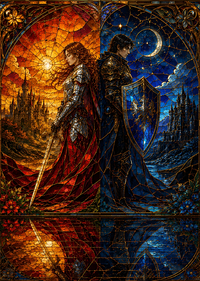 Stained Glass Knights of Day and Night