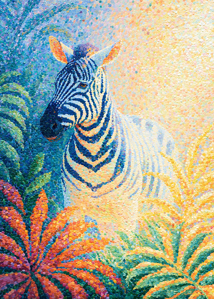 Prismatic Pointillism Zebra – Luminous Safari Wildlife Wall Art